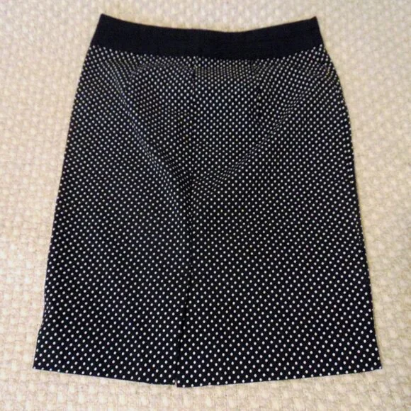 The Limited Polka Dot Stretch Pencil Skirt 2 Minimalist Office Retro Black White - Picture 4 of 8